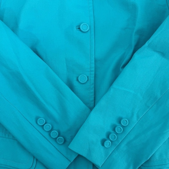 NWOT Talbots Women’s Cotton Turquoise Blazer 3 buttons Vintage Size 16 - Picture 4 of 10